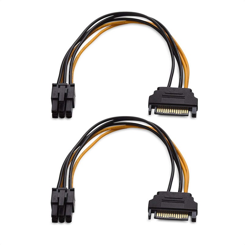 Cable Matters 2-Pack 6 Pin to SATA Power Cable (SATA to 6 Pin PCIe) - 8 Inches - Image 1